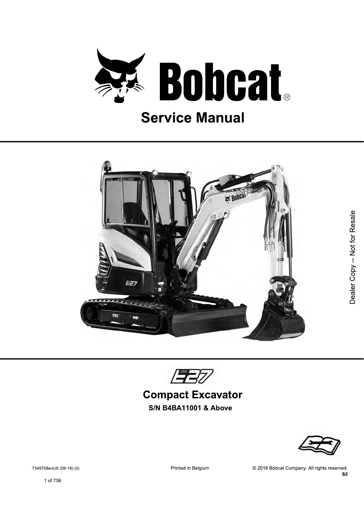 E27 Compact Excavator Service Manual Bobcat